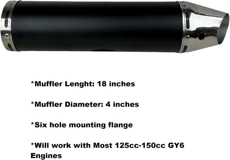 RedCap High Performance Exhaust System for 125cc 150cc GY6 Scooter Moped TaoTao Kymco Vitacci Loud 152QMJ 157QMJ Black - Image 2